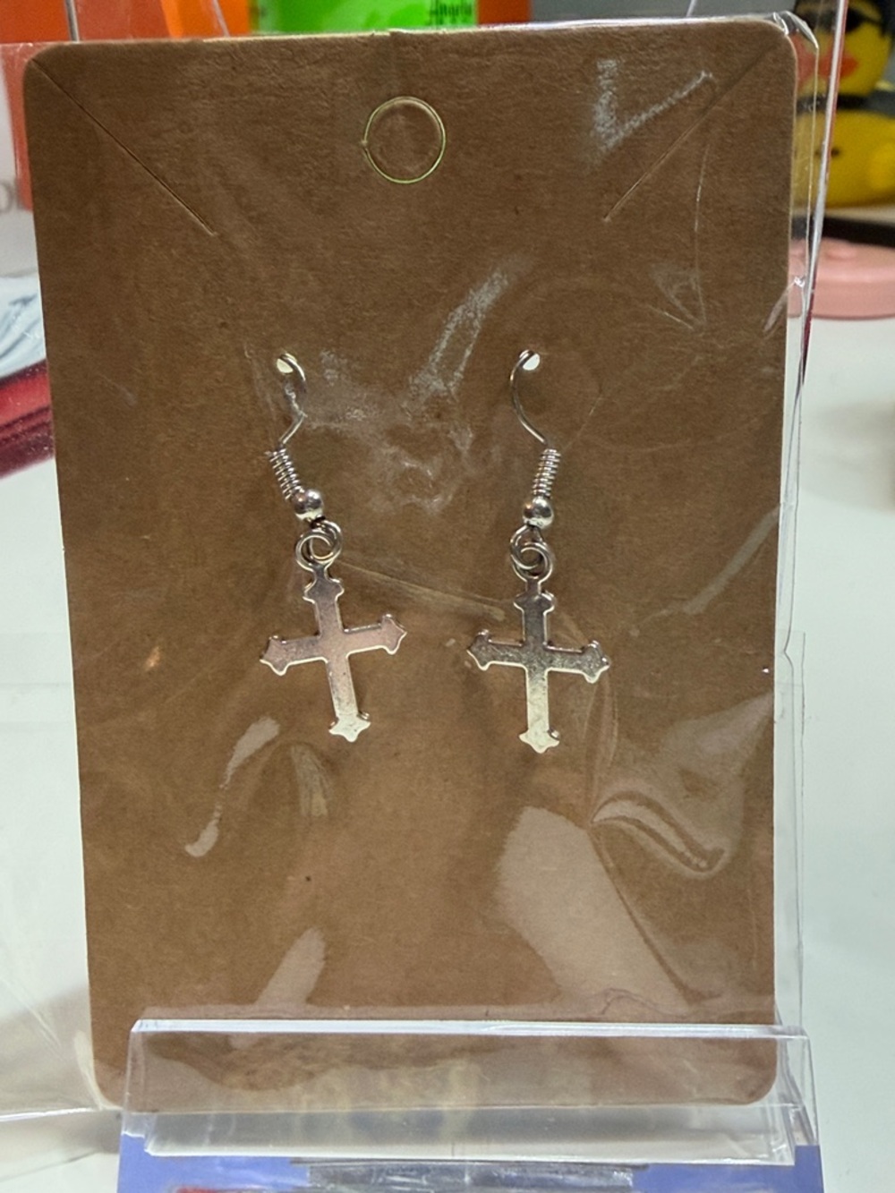 Silver Cross Dangle Earrings - Women